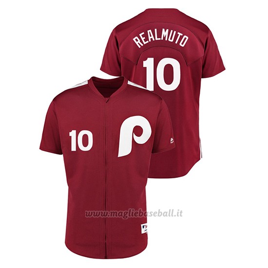 Maglia Baseball Uomo Philadelphia Phillies 10 J.t. Realmuto 1979 Saturday Night Special Autentico Rosso